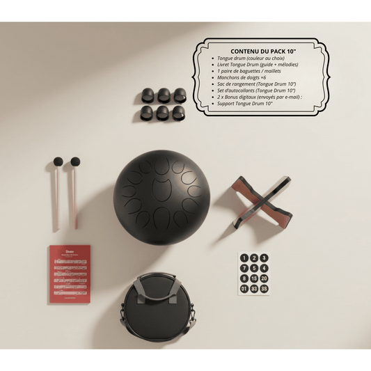 🎁 Kit Accessoires 10" Complet OFFERT (Maillets + Sac + Livret + Support) - SONARI DRUM